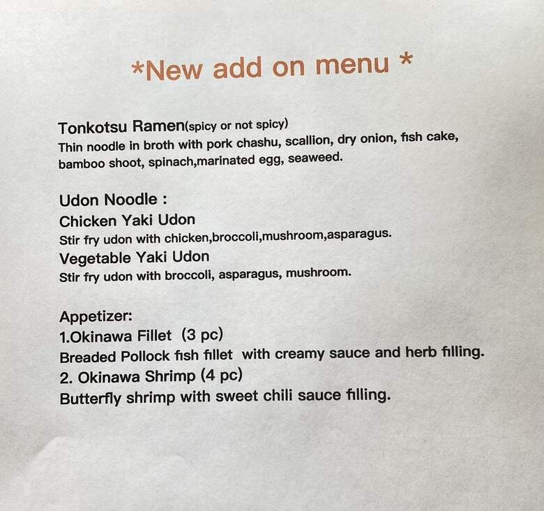 Okinawa Sushi Thai & Grill - Hoboken, NJ menu_pic