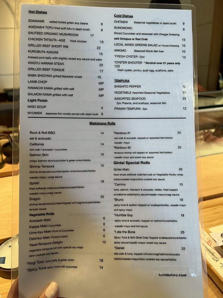 Gintei - San Bruno, CA menu_pic