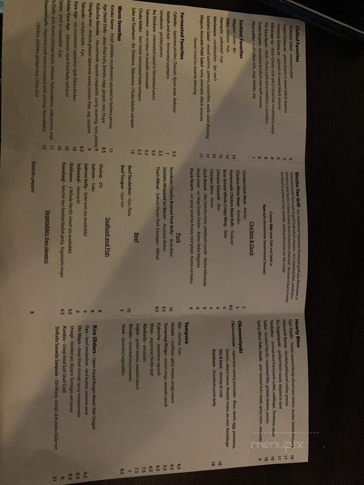 Izakaya Mita - Chicago, IL menu_pic