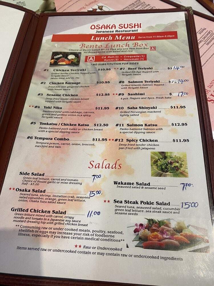 Osaka Sushi - Sacramento, CA menu_pic
