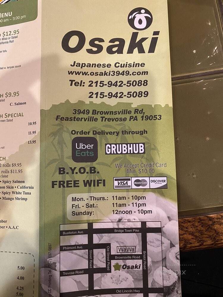 Osaki Japanese Cuisine - Feasterville Trevose, PA menu_pic