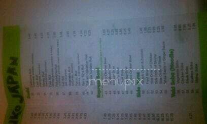 Tenko Japan - Raleigh, NC menu_pic