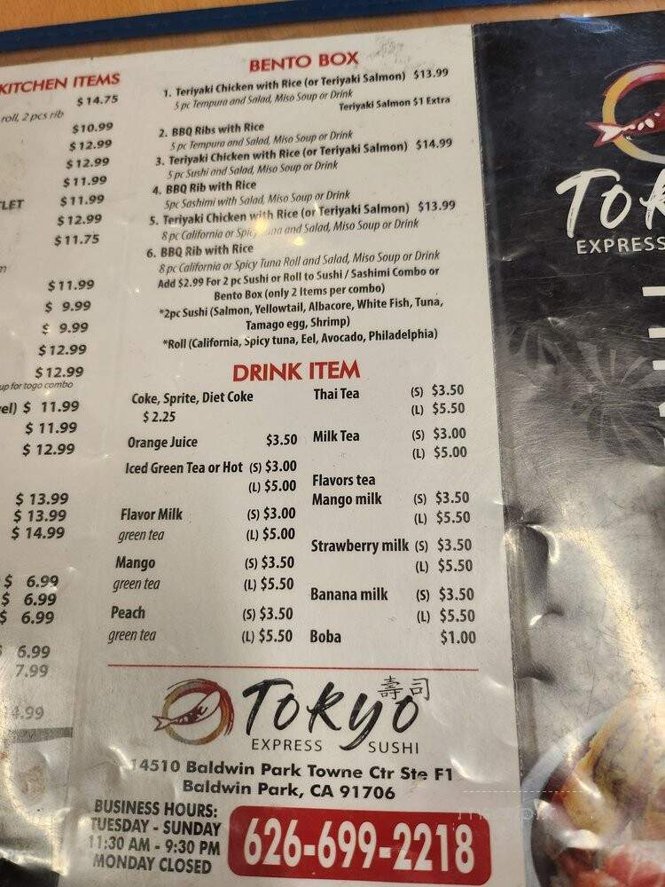Tokyo Express Sushi - Baldwin Park, CA menu_pic