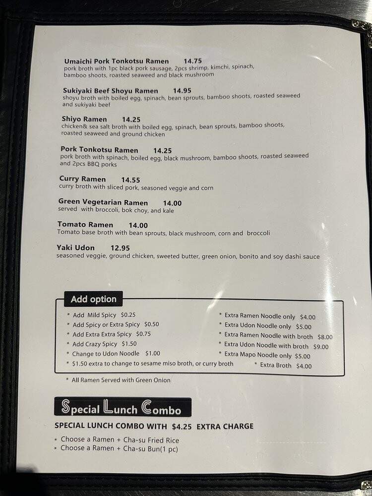 Umaichi Ramen - Santa Clarita, CA menu_pic