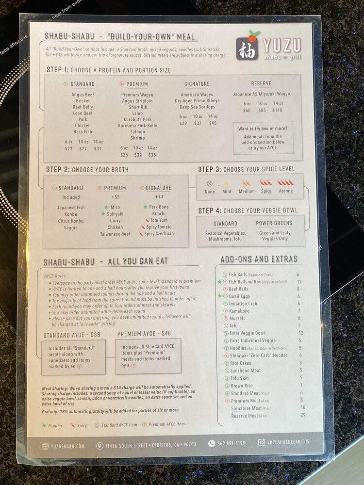 Yuzu Shabu - Cerritos, CA menu_pic