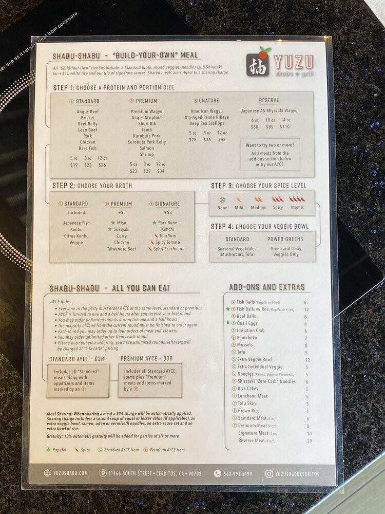 Yuzu Shabu - Cerritos, CA menu_pic