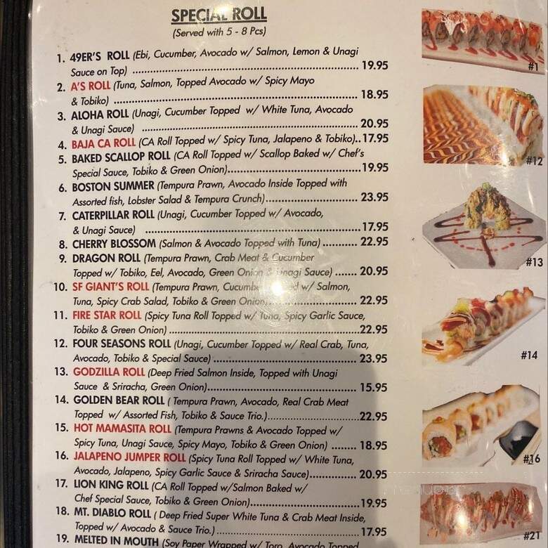 Oyama Sushi - Walnut Creek, CA menu_pic