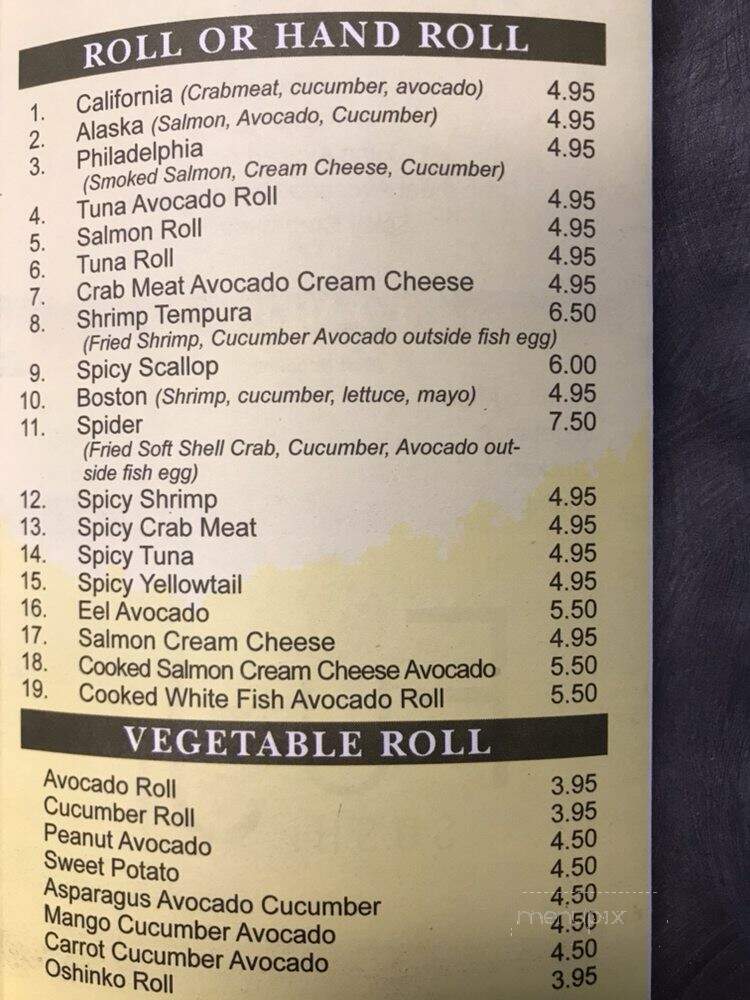 Fuji Sushi - Bloomsburg, PA menu_pic