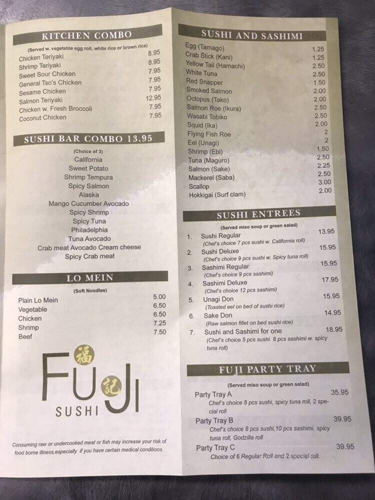 Fuji Sushi - Bloomsburg, PA menu_pic