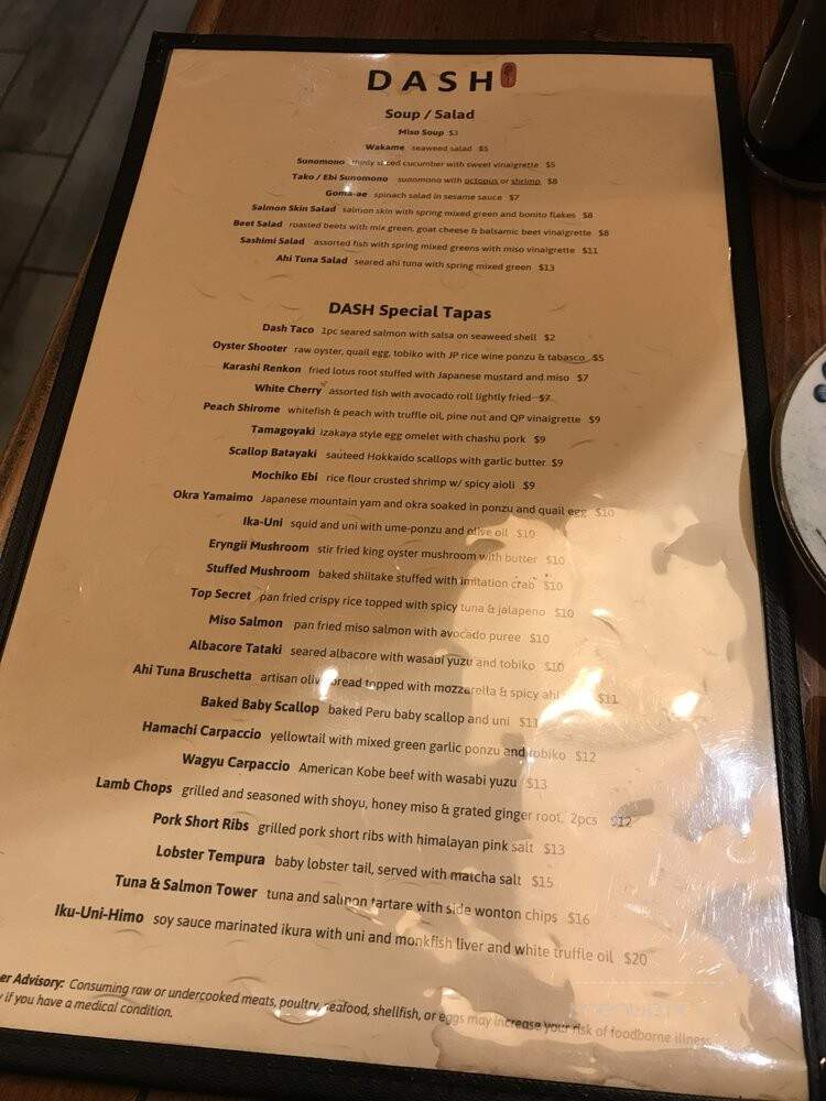 Dash Japanese Tapas & Sushi - San Mateo, CA menu_pic