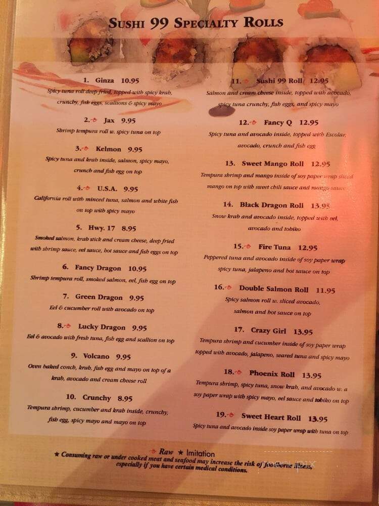 Sushi 99 - Orlando, FL menu_pic