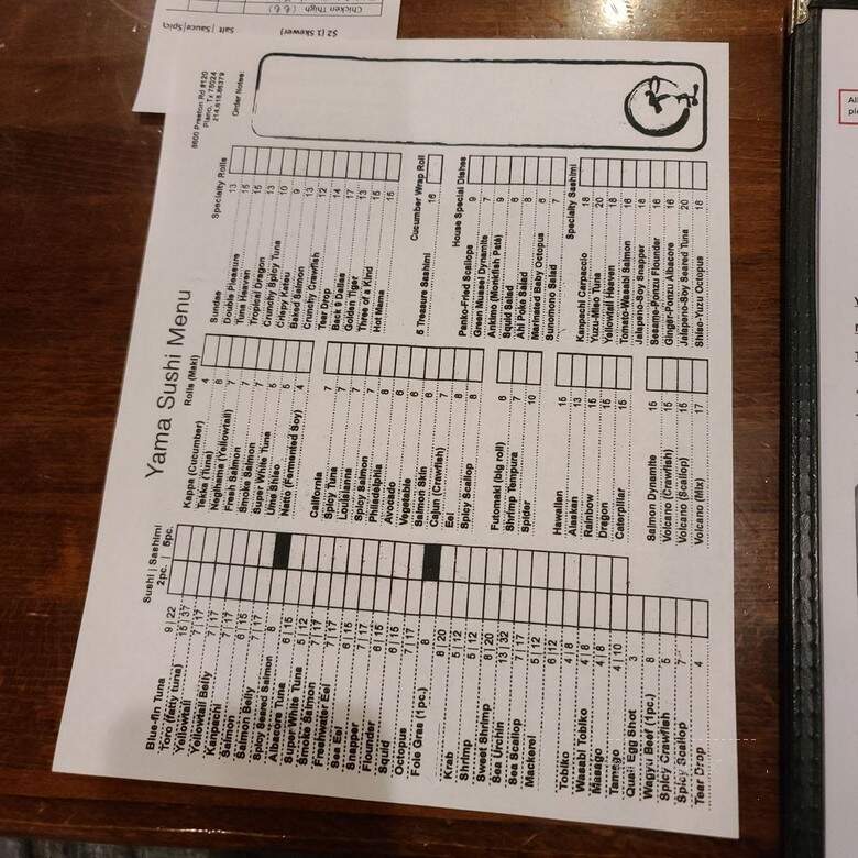 Yama Izakaya & Sushi - Plano, TX menu_pic