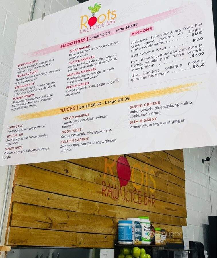 Root's Raw Juice Bar - Sanford, FL menu_pic