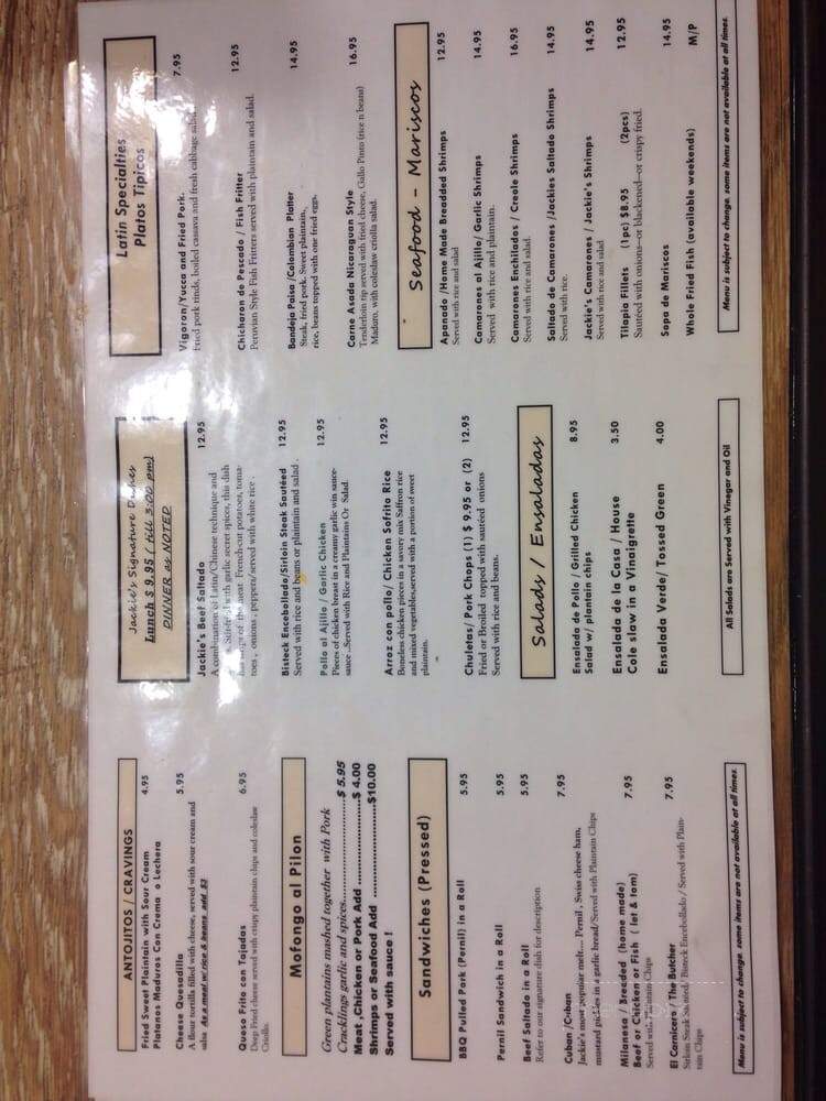 Jackie's Latin Kitchen - Middletown, NY menu_pic