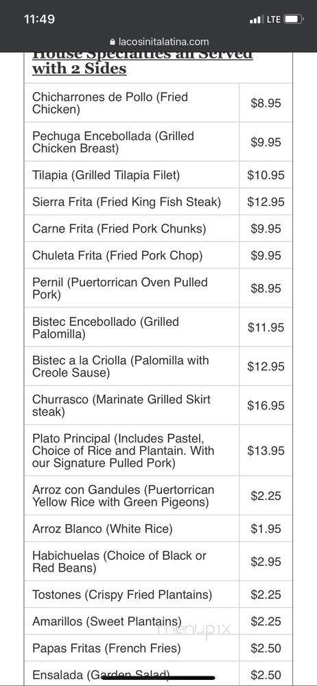 La Cosinita Latina - Palm Springs, FL menu_pic