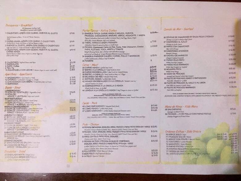 Parador Caleno - Flushing, NY menu_pic