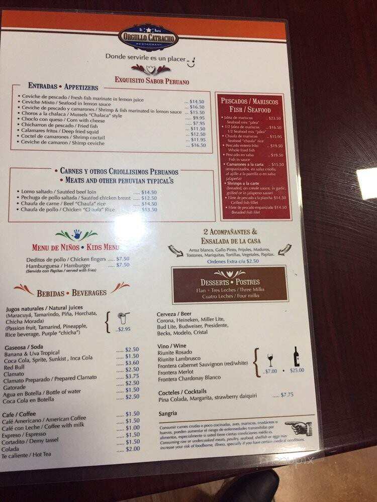 Orgullo Catracho - Miami, FL menu_pic