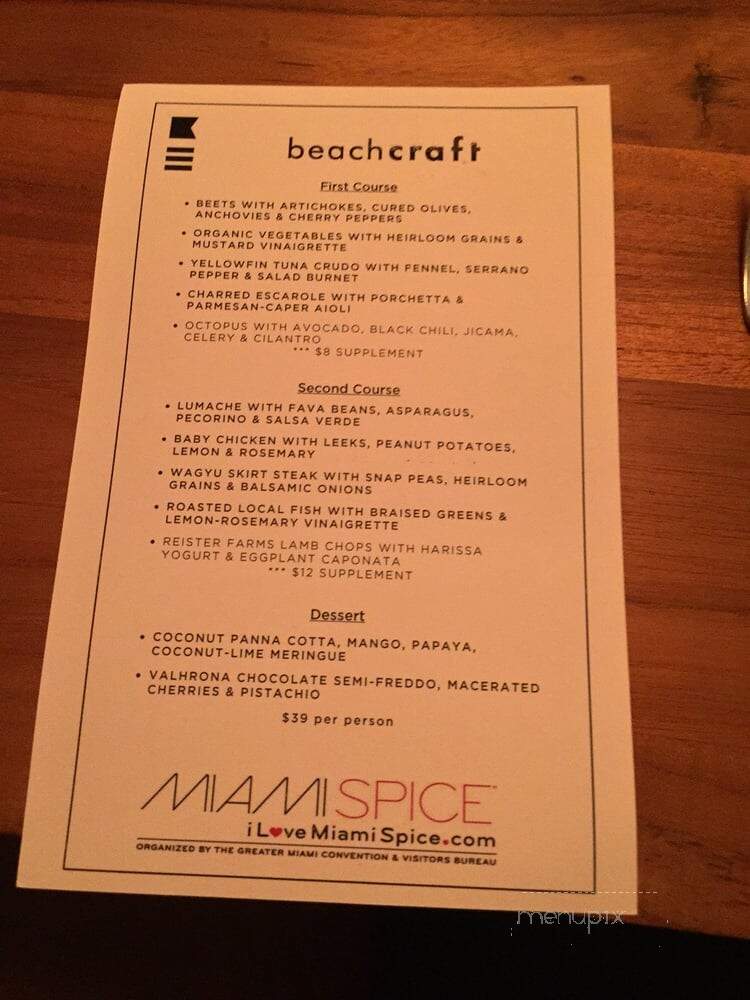 Beachcraft - Miami, FL menu_pic