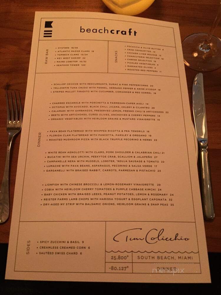 Beachcraft - Miami, FL menu_pic