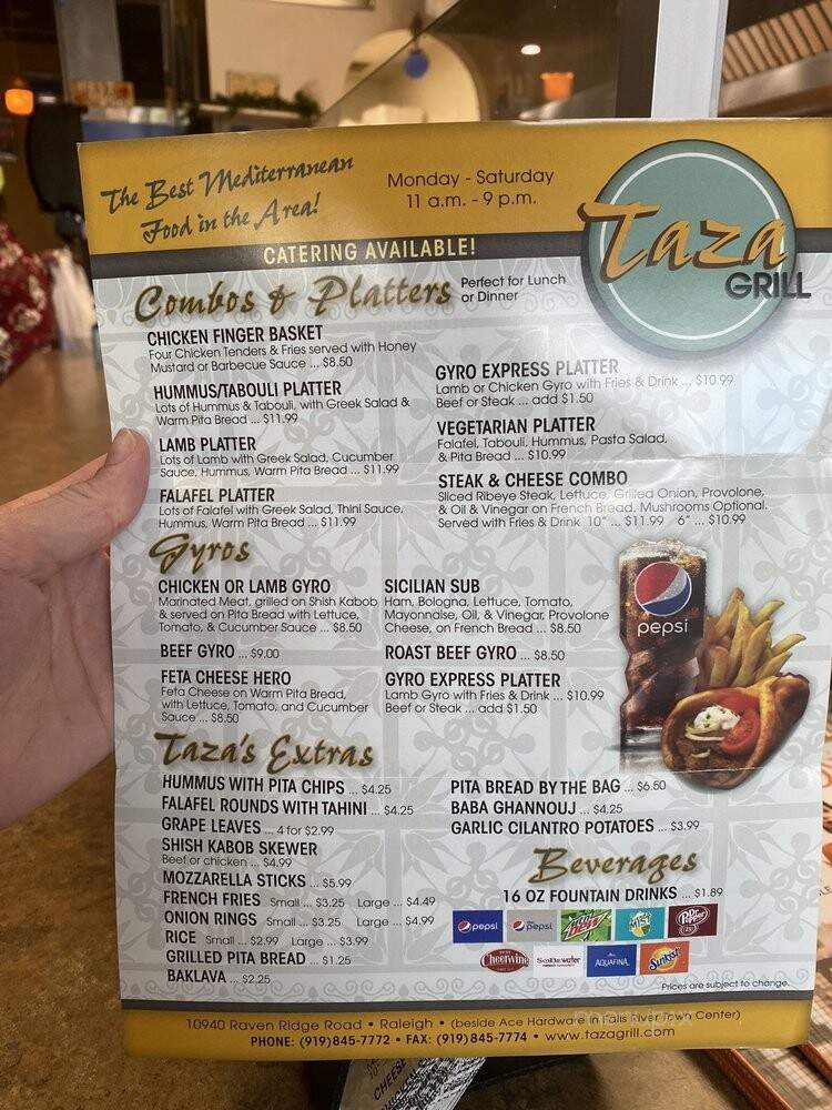 Taza Grill - Raleigh, NC menu_pic