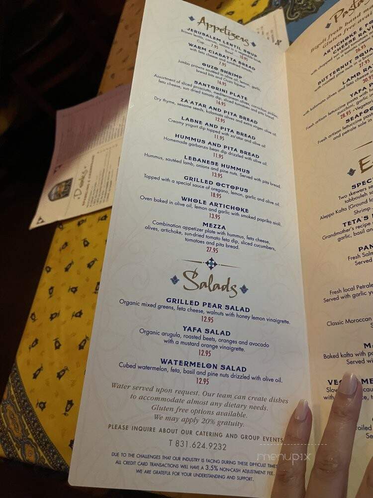 Yafa - Carmel-By-the-Sea, CA menu_pic