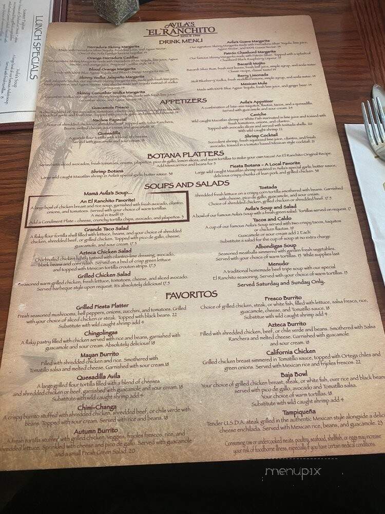 Avila's El Ranchito - Orange, CA menu_pic