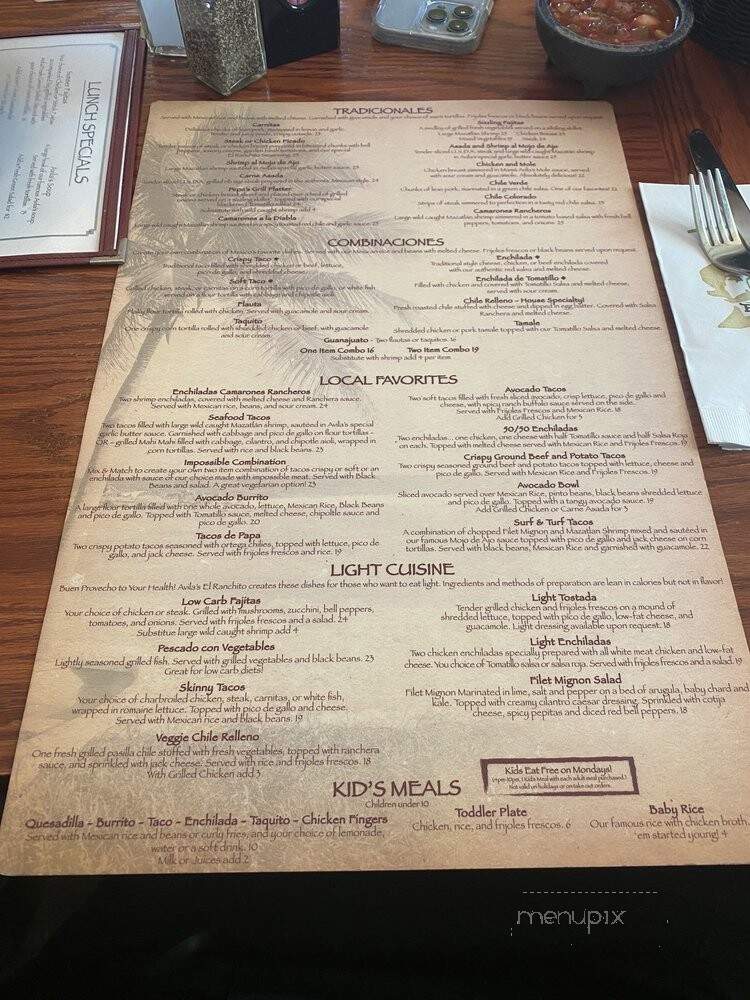 Avila's El Ranchito - Orange, CA menu_pic