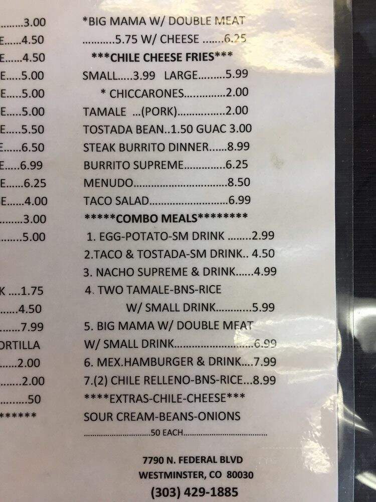 Big Mama's Burritos - Westminster, CO menu_pic