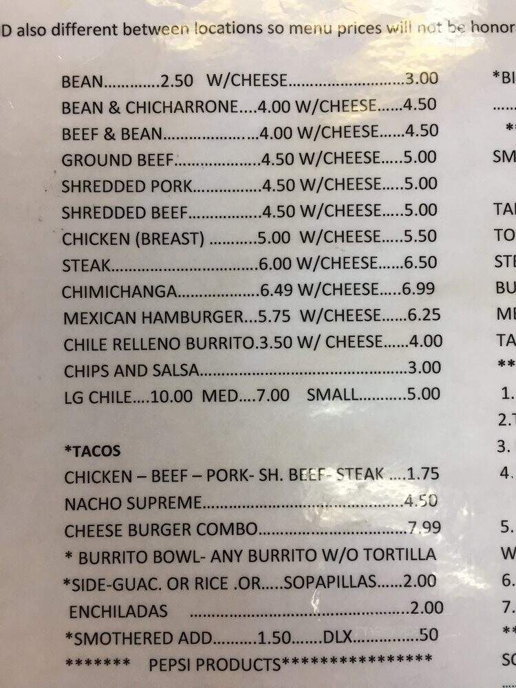 Big Mama's Burritos - Westminster, CO menu_pic