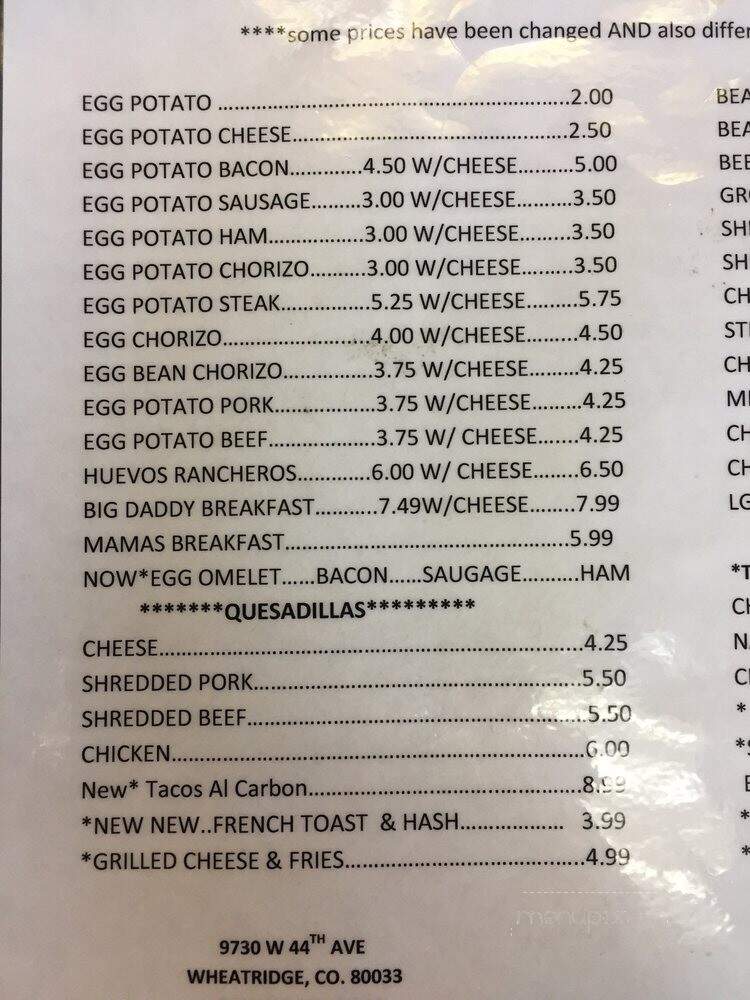 Big Mama's Burritos - Westminster, CO menu_pic