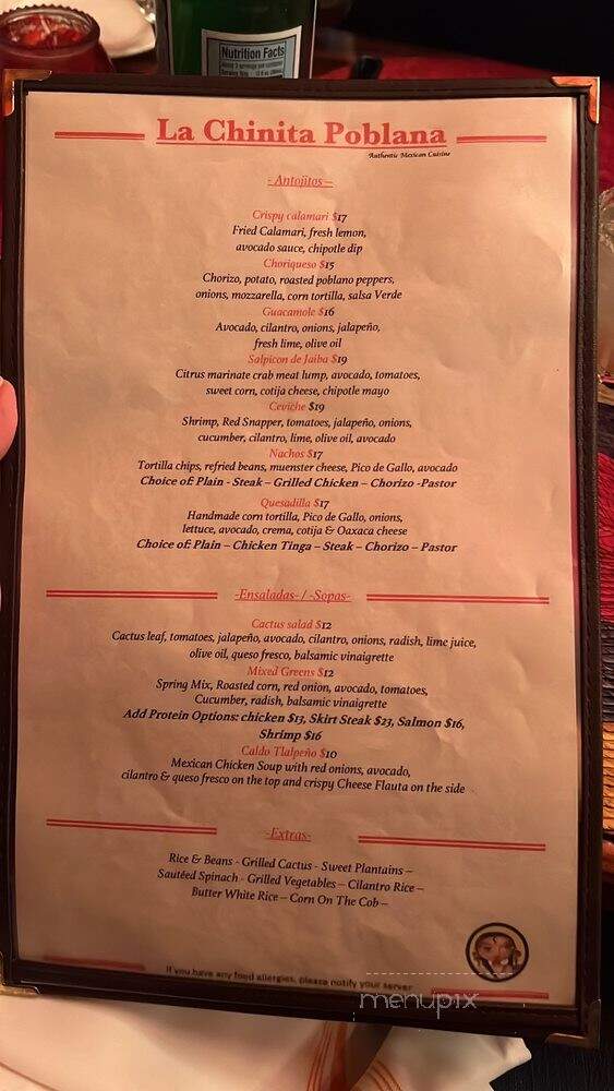 La Chinita Poblana - Irvington, NY menu_pic
