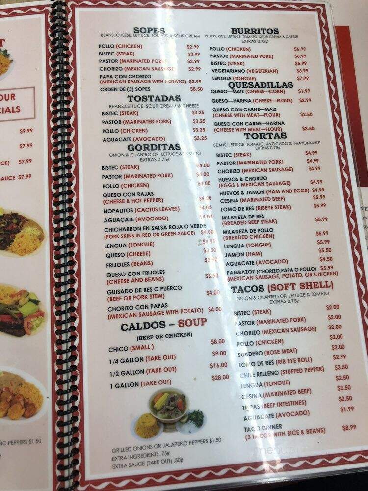 Taqueria la Chiquita - Franklin Park, IL menu_pic