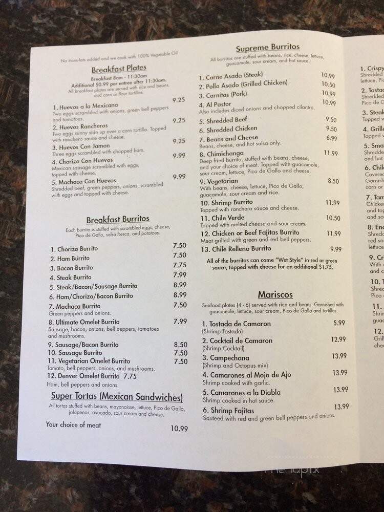 Cruz Family Mexican Grill - Rancho Cordova, CA menu_pic