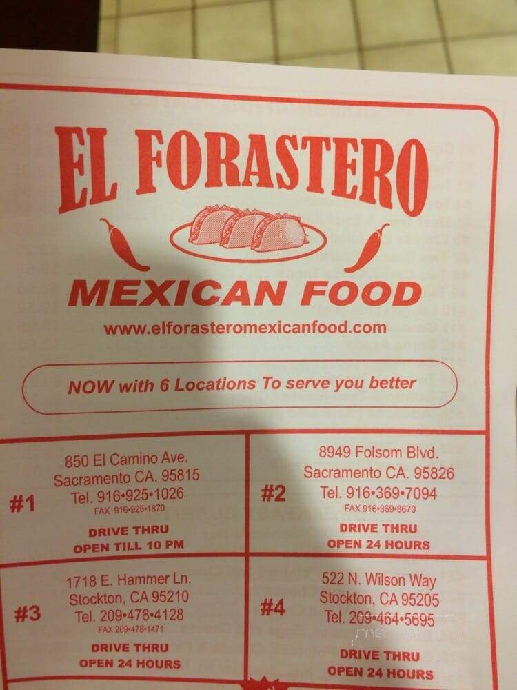 El Forastero Mexican Food - Sacramento, CA menu_pic