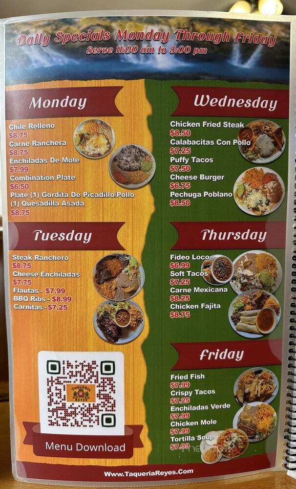 Taqueria Reyes - San Antonio, TX menu_pic