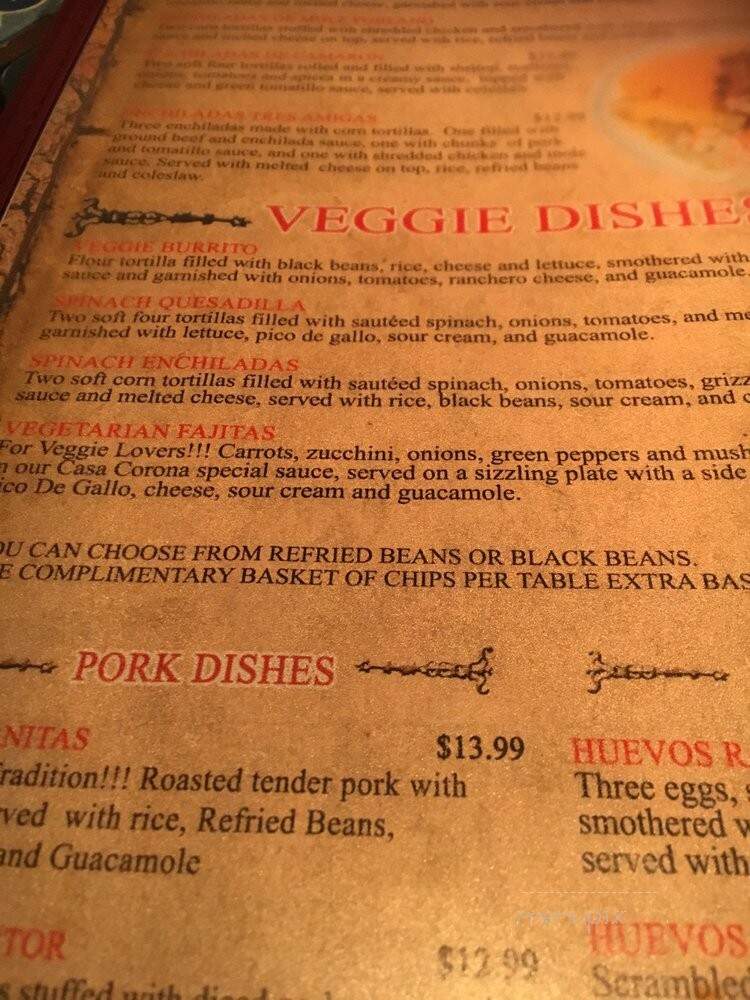 Hacienda Corona - Lynn, MA menu_pic