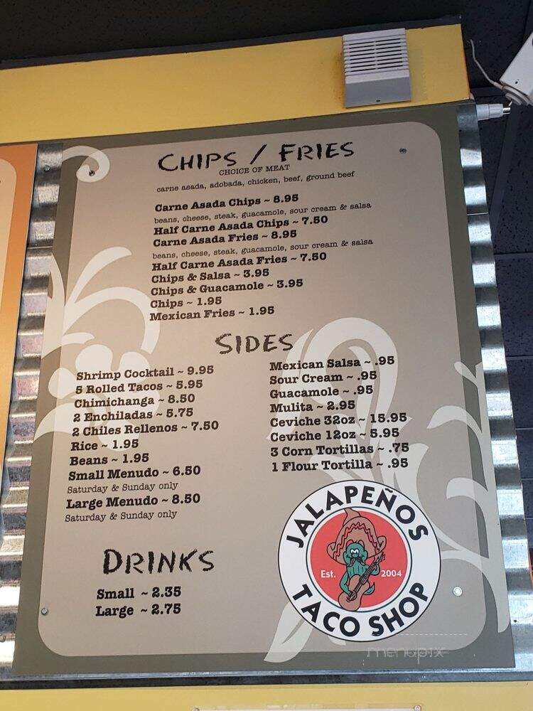 Jalapenos Taco Shop - Medford, OR menu_pic