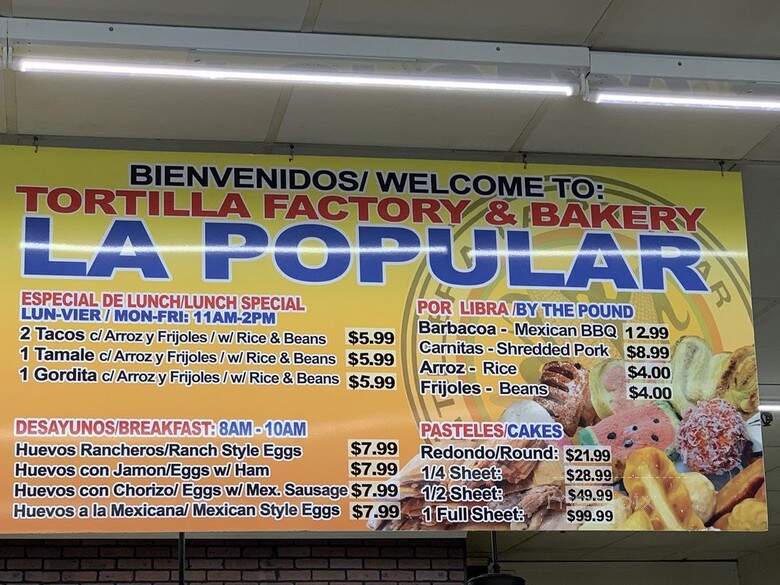 Tortilleria la Popular - Rogers, AR menu_pic