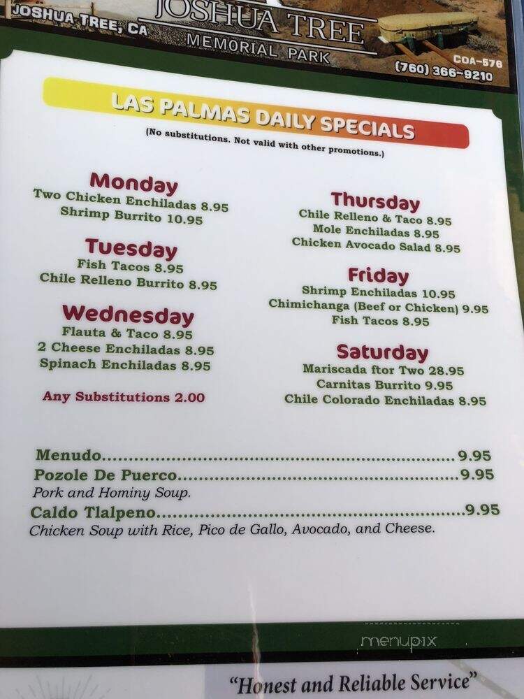Las Palmas Mexican Cuisine - Desert Hot Springs, CA menu_pic