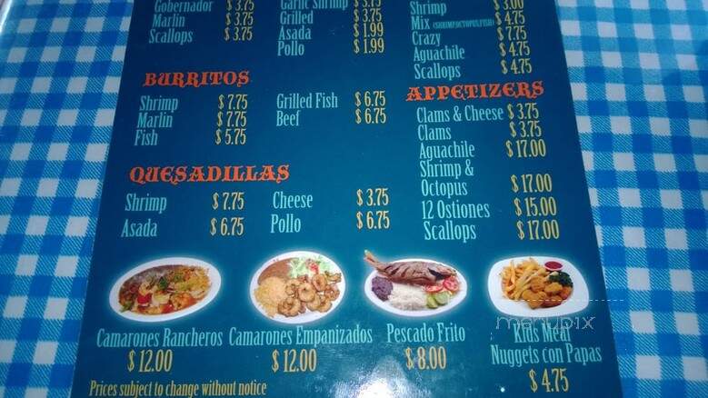 Mariscos la Sinaloense - Spring Valley, CA menu_pic