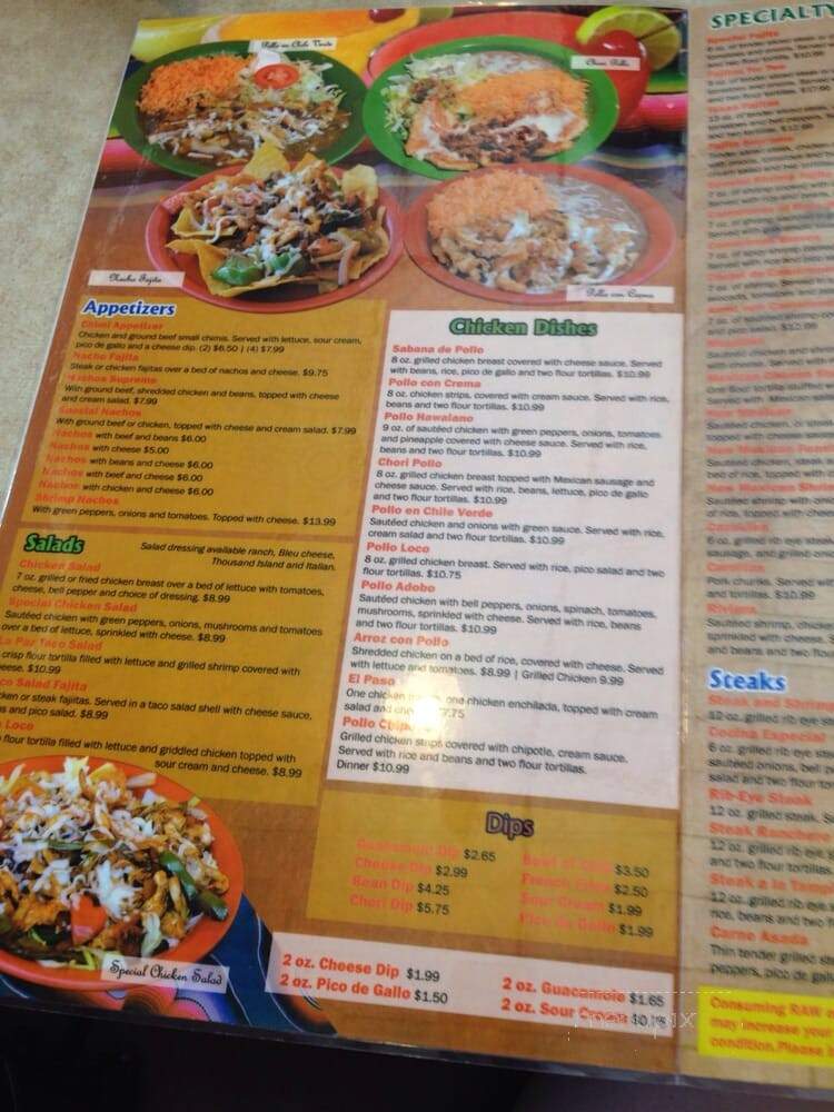 Mazatlan Mexican Restaurant - Aberdeen, NC menu_pic