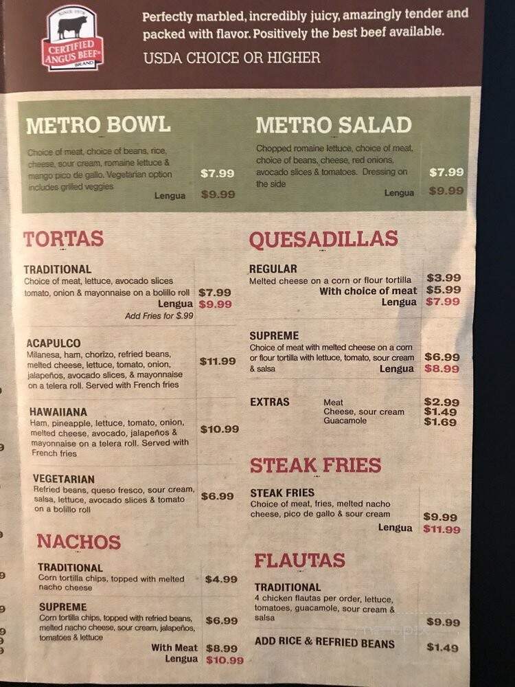 Metro Taquero - Hayward, CA menu_pic