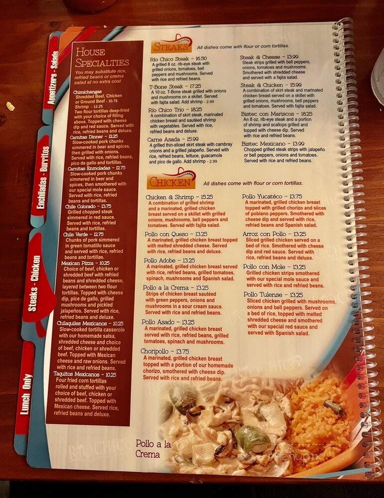 Rio Grande Mexican Restaurant - Summerville, SC menu_pic