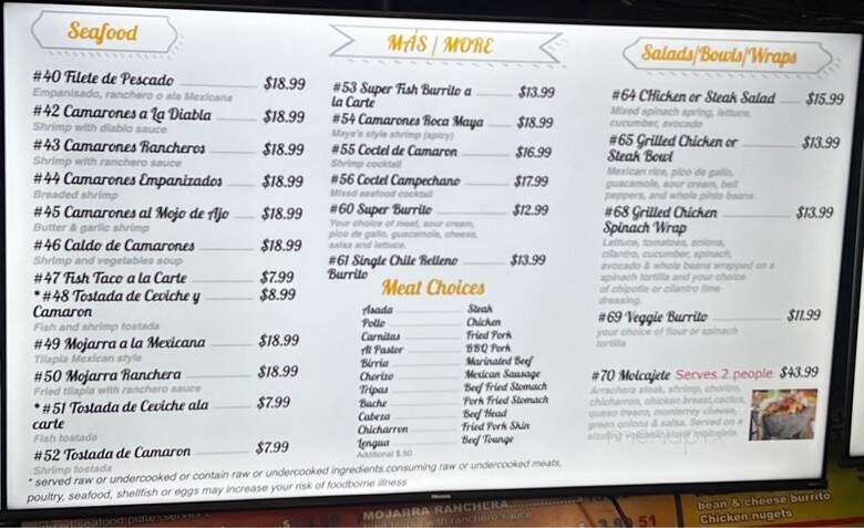 Taqueria Maya's - Sacramento, CA menu_pic