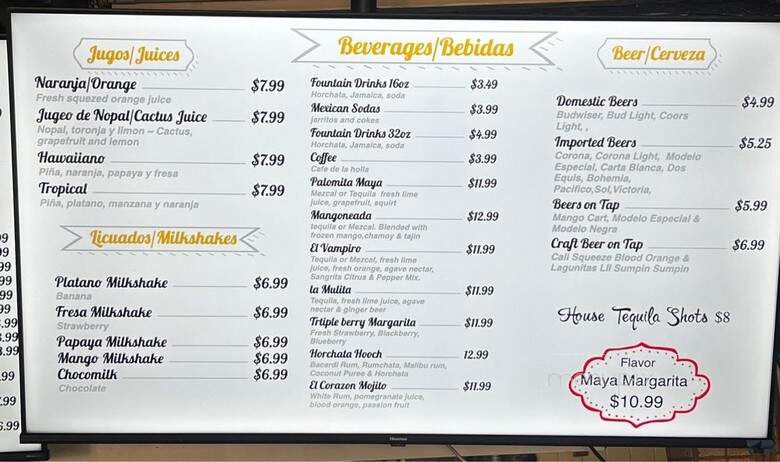 Taqueria Maya's - Sacramento, CA menu_pic