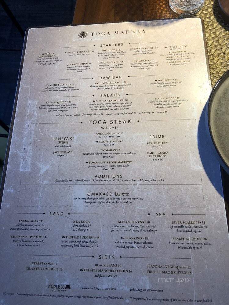 Toca Madera - Los Angeles, CA menu_pic