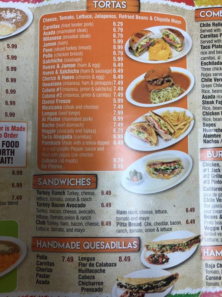 Tortas la Corona - Fullerton, CA menu_pic