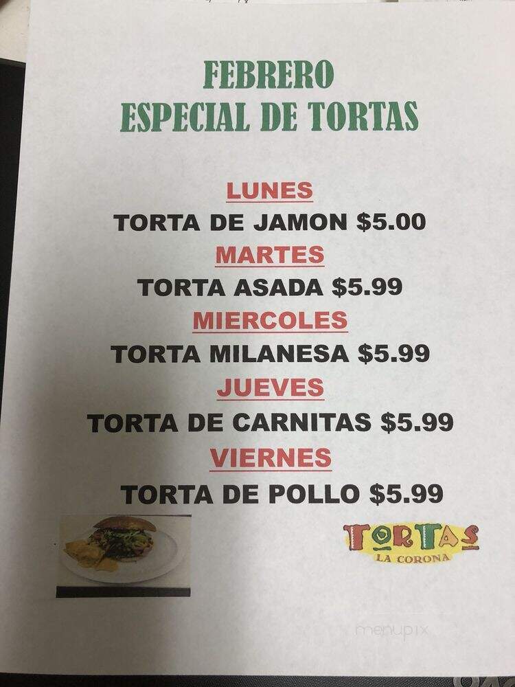 Tortas la Corona - Fullerton, CA menu_pic