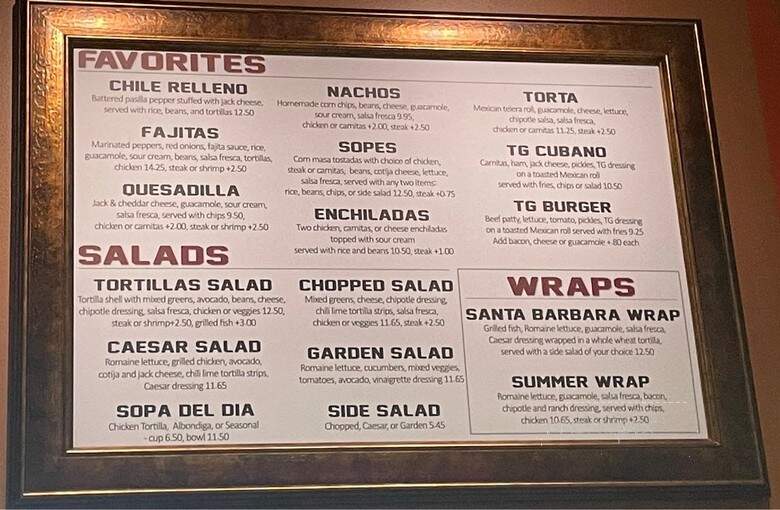 Tortillas Grill - Camarillo, CA menu_pic
