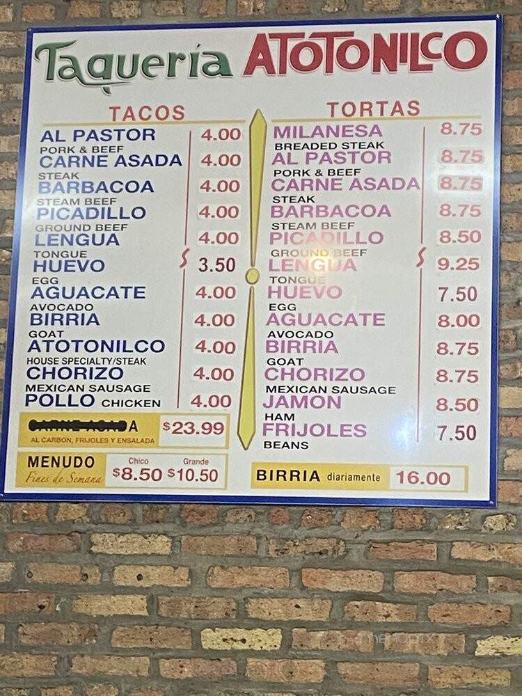 Taqueria Atotonilco - Chicago, IL menu_pic